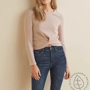 Upwest Cropped Waffle Knit Shirt, Pink, Medium